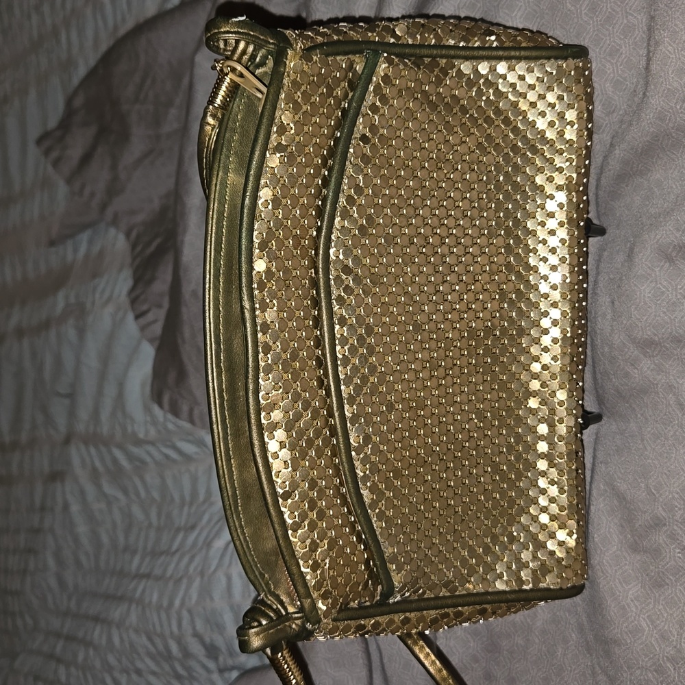 Whiting and Davis vintage gold chain metal crossbody bag EUC no call outs